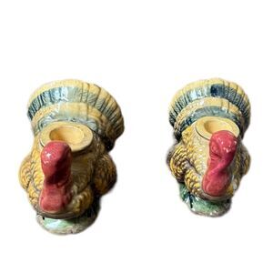 Vintage ￼ Napcoware thanksgiving, turkey candle‎ holders ceramic ￼